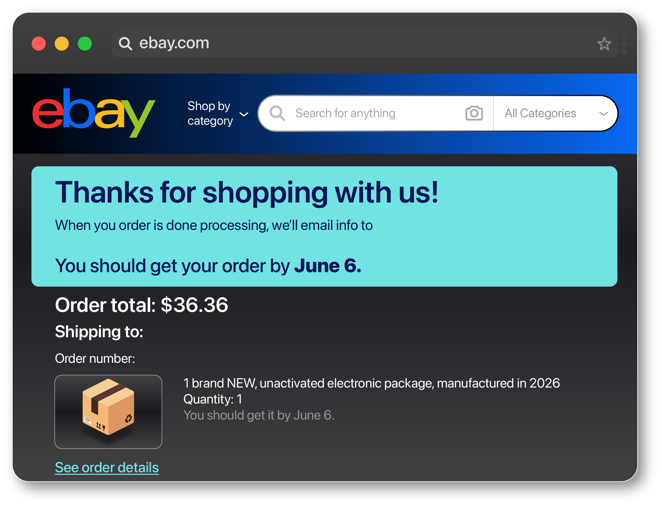 eBay checkout via HideProxy