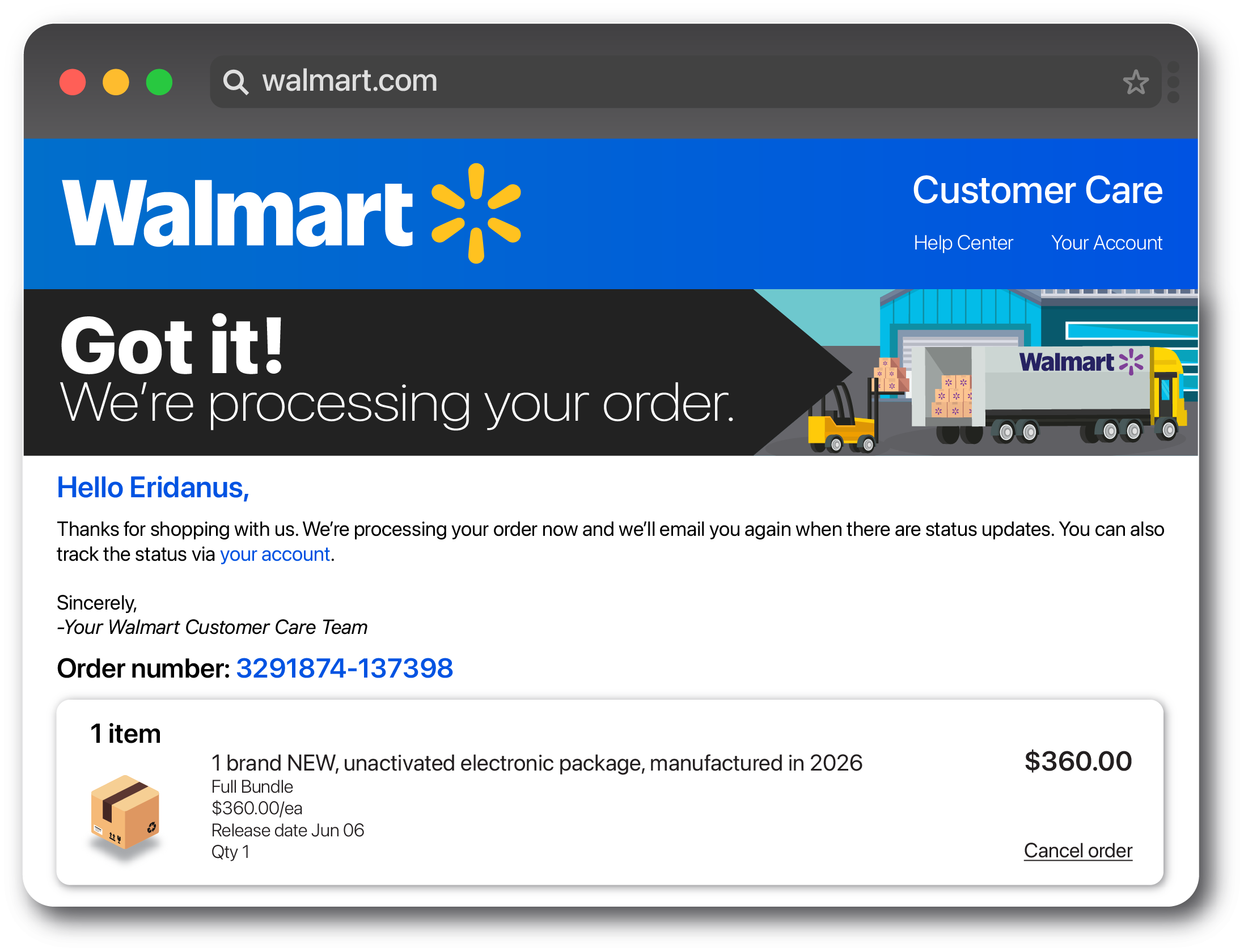 Walmart checkout via HideProxy